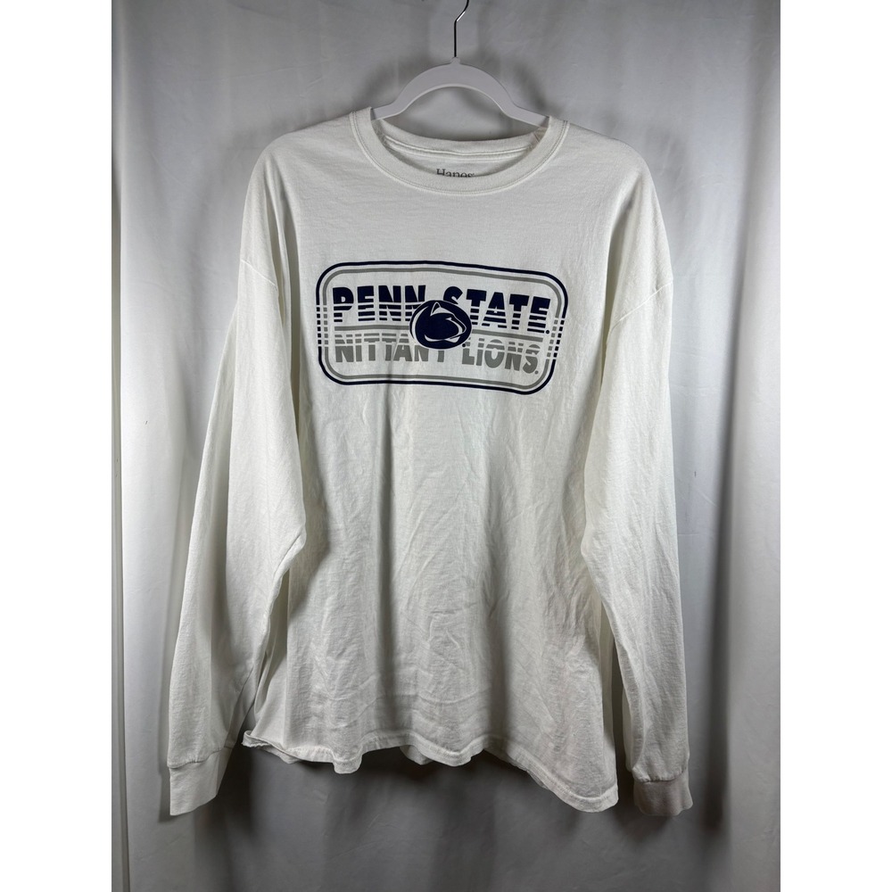 Hanes Mens White Penn State Nittany Lions Long Sleeve T Shirt Size XXL